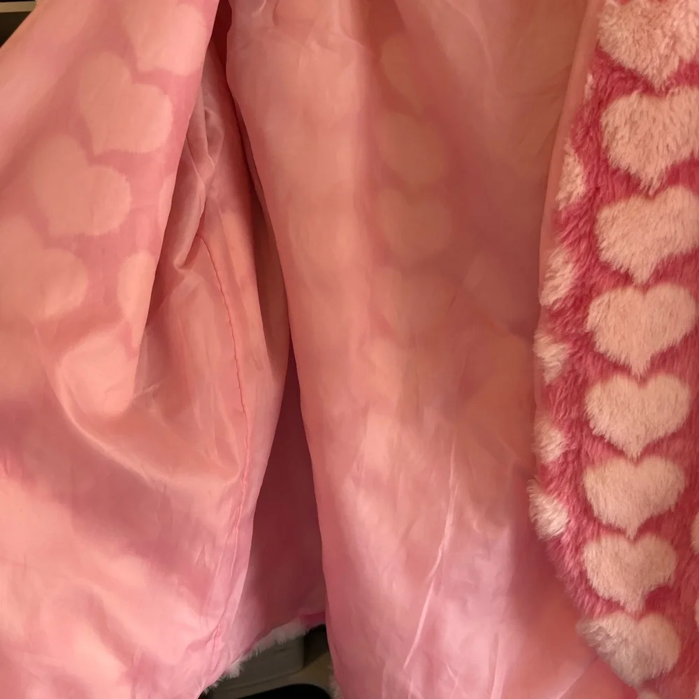 Vtg Y2K Pink Heart Faux Fur Jacket - Women - Picture 3 of 4